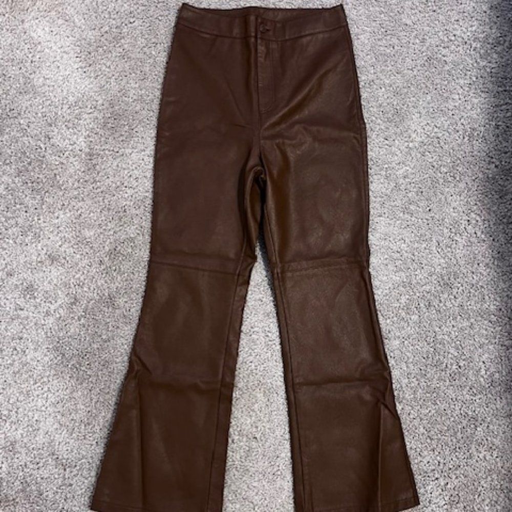 FREE PEOPLE cropped kick flare vegan leather pants size 4
